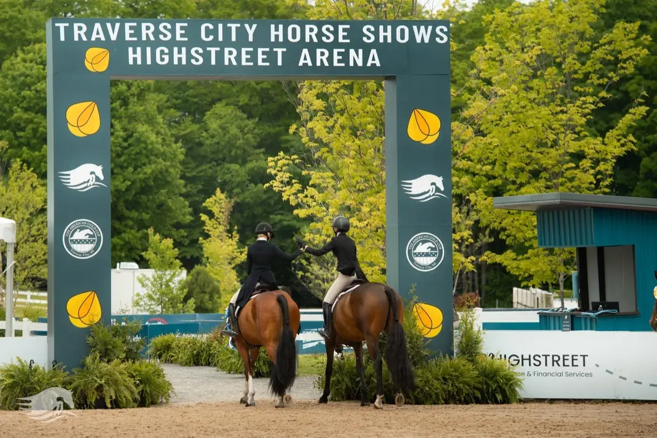 Riders entering the Traverse City Horse Shows Highstreet arena